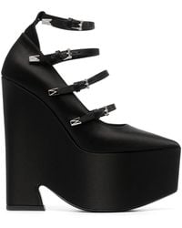 Versace - Satin Wedge Pumps - Lyst