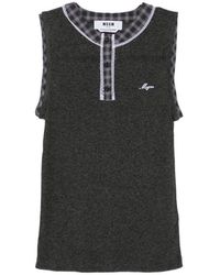 MSGM - Textured Crew Neck T-Shirt - Lyst