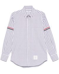Thom Browne - Gingham Check Long-Sleeve Shirt With Signature Stripes - Lyst