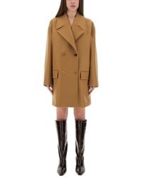 Moschino - Double-Breasted Wool Coat With Wide Lapel - Lyst