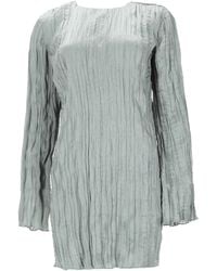 STAUD - Pleated Round Neck Mini Dress - Lyst