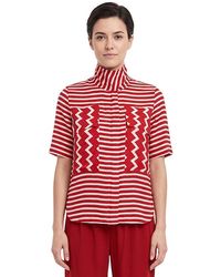 Stella McCartney - Stripes Mock Collar Top - Lyst