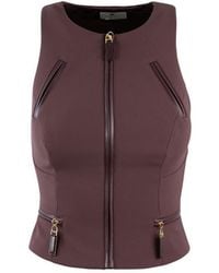 Elisabetta Franchi - Solid Round Neck Top - Lyst