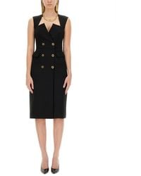 Moschino - Solid V Neck Midi Dress - Lyst