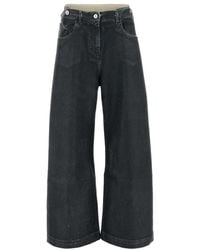 The Attico - Slate Stretch Denim Wide-leg Jeans - Lyst