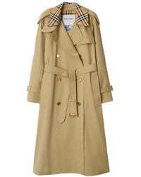 Burberry - Check Collar Long Castleford Trench Coat - Lyst