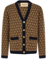 Valentino - Jacquard V Neck Cardigan - Lyst
