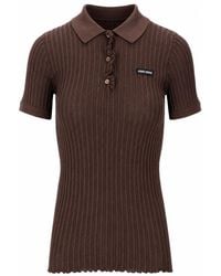 Miu Miu - Stripes Shirt Collar Polo - Lyst