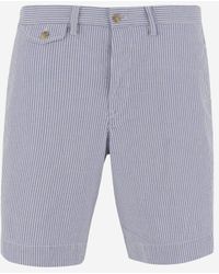 Ralph Lauren - Stretch Cotton Striped Short Trousers - Lyst