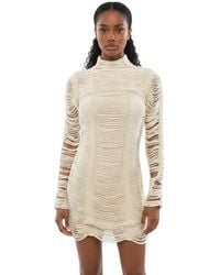 Balmain - Textured Mock Collar Mini Dress - Lyst