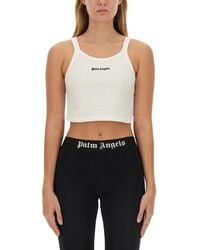 Palm Angels - Logo Scoop Neck Top - Lyst