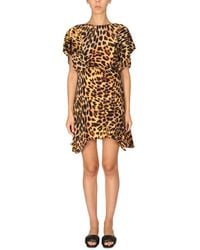 Stella McCartney - Animal Print Round Neck Mini Dress - Lyst