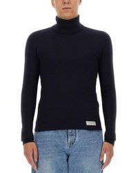 Balmain - High Neck Patch Logo Turtleneck Shirt For - Lyst