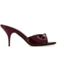 Miu Miu - Burgundy Leather Mules - Lyst
