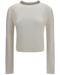 Pinko - Embellished Round Neck Sweater - Lyst