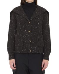 Bottega Veneta - Knitted Shawl Neck Sweater - Lyst
