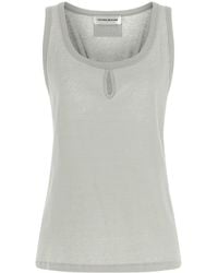 Victoria Beckham - Split-Front Cotton-Linen Tank Top - Lyst