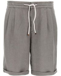 Brunello Cucinelli - Linen Bermuda Shorts - Lyst