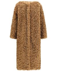 Kristina Ti - Mustard Textured Round Neck Trench Coat - Lyst