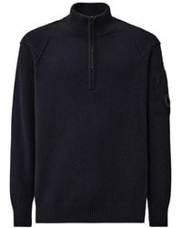 C.P. Company - Half Zip Sweater With Lens Detail - Lyst