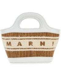 Marni - Two-Tone Raffia And Leather Micro Tropicalia Summer Handbag - Lyst