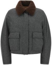 Brunello Cucinelli - Shearling Collar Cropped Jacket - Lyst