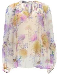 Zimmermann - Luna Blouse With Puff Sleeves And Ruffles - Lyst