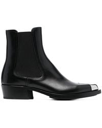 McQueen - Pointed Leather Ankle Top Boots. - Lyst