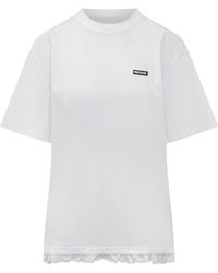 ROTATE BIRGER CHRISTENSEN - Rouche T-Shirt With Ampia Detail - Lyst