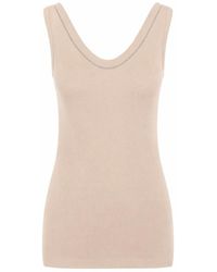 Brunello Cucinelli - Solid Scoop Neck Top - Lyst