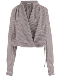 Dries Van Noten - Stripes V Neck Top - Lyst
