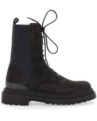 Brunello Cucinelli - Suede Lace-Up Boots - Lyst