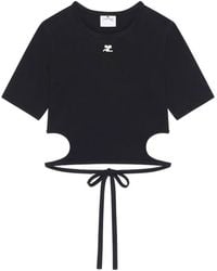 Courreges - Ribbon Cut Out Contrast T-Shirt - Lyst