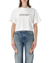 Off-White c/o Virgil Abloh - Round Neck Logo Print Cropped T-Shirt - Lyst