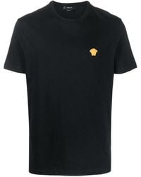 Versace - T-Shirt With Iconic Logo Embroidered On The Chest - Lyst