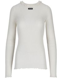Miu Miu - Logo Round Neck Sweater - Lyst