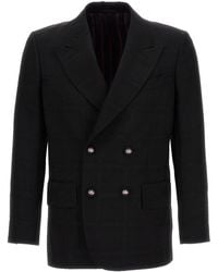 Etro - Check Double-Breasted Blazer - Lyst