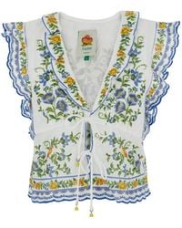 FARM Rio - Printed V Neck Top - Lyst