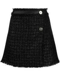 Versace - Vichy Tweed Wrap Mini Skirt - Lyst