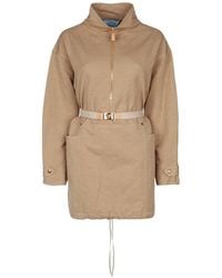 Prada - Light Mock Collar Mini Dress - Lyst