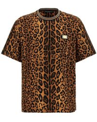 Dolce & Gabbana - Leopard Print T-Shirt With - Lyst