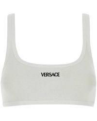 Versace - Logo Embroidery Ribbed Bra - Lyst
