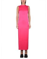 Versace - Fuchsia Mock Collar Maxi Dress - Lyst