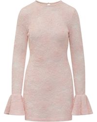 ROTATE BIRGER CHRISTENSEN - Floral Round Neck Mini Dress - Lyst