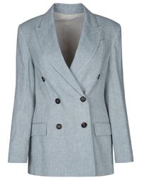Brunello Cucinelli - Linen Double-Breasted Jacket - Lyst