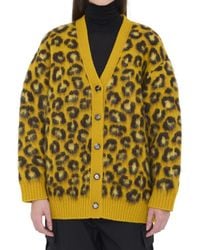 Bottega Veneta - Animal Print V Neck Sweater - Lyst