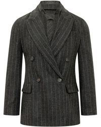 Brunello Cucinelli - Stripes Shawl Lapel Blazer - Lyst