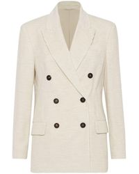 Brunello Cucinelli - Cotton Blend Double-Breasted Jacket - Lyst