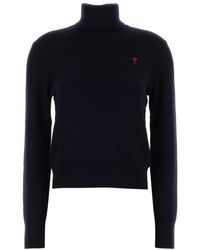 Ami Paris - Logo Turtle Neck Sweater - Lyst