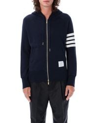 Thom Browne - Striped Full-Zip Cotton Hoodie - Lyst